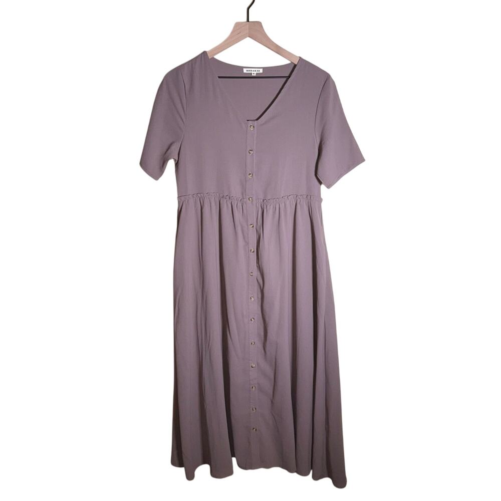 JESSAKAE classic empire waist button front short sleeve maxi dress M